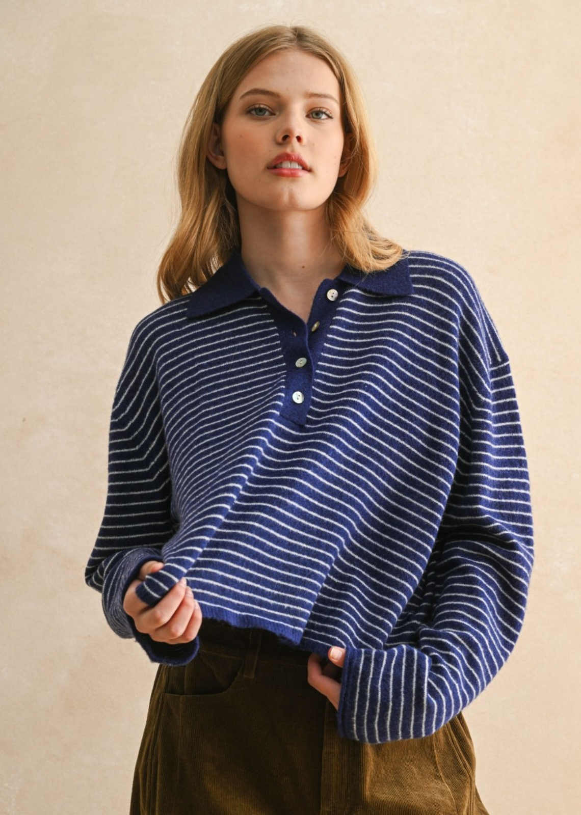 Andie Striped Collared Sweater