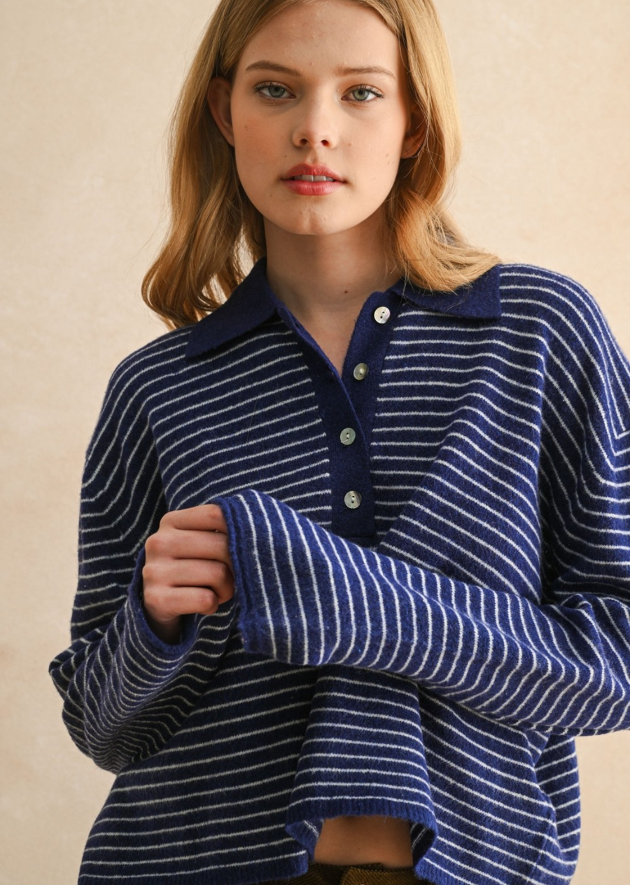 Andie Striped Collared Sweater