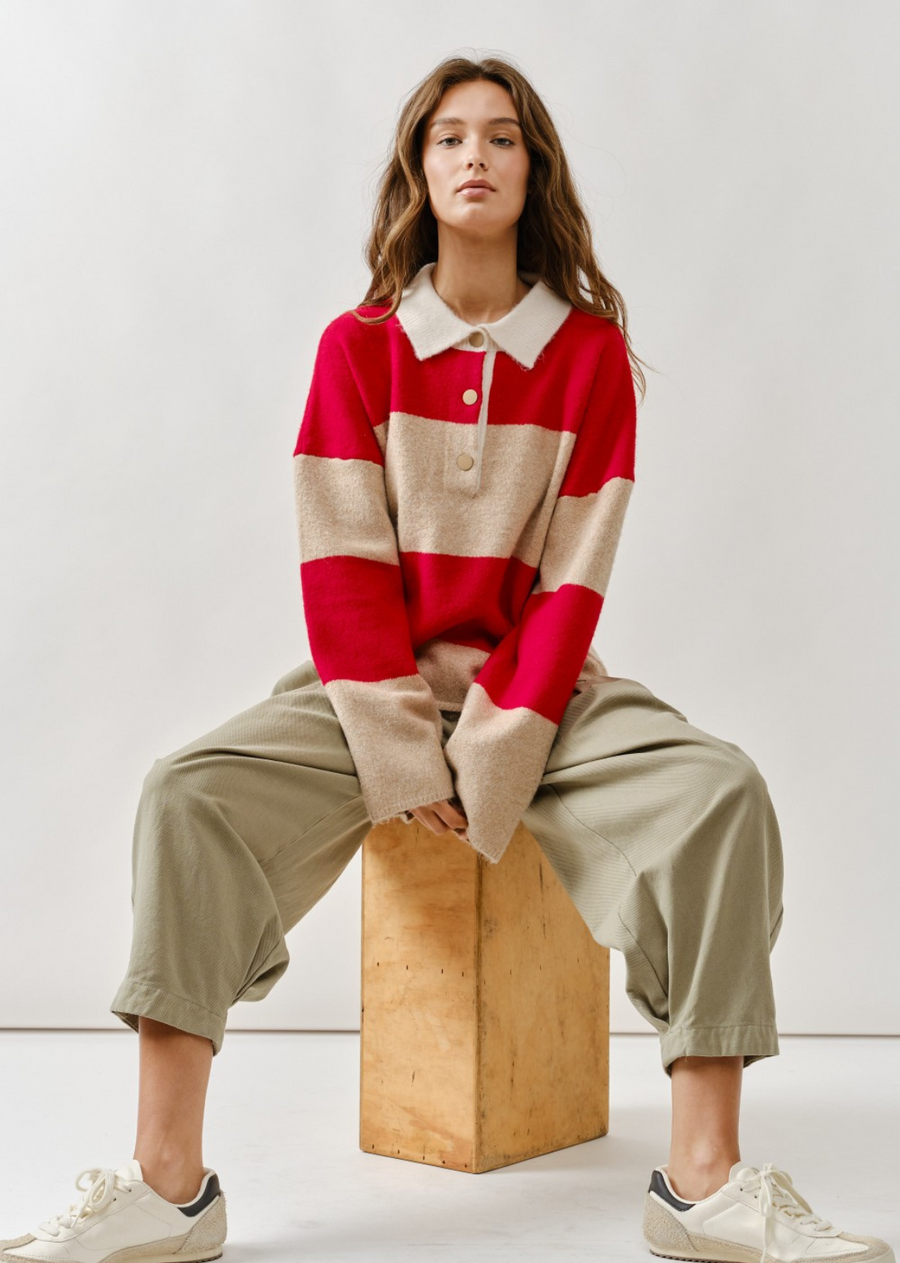 Austin Striped Polo Sweater
