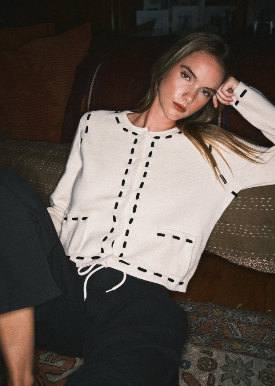 Blake Contrast Stitch Button Cardigan