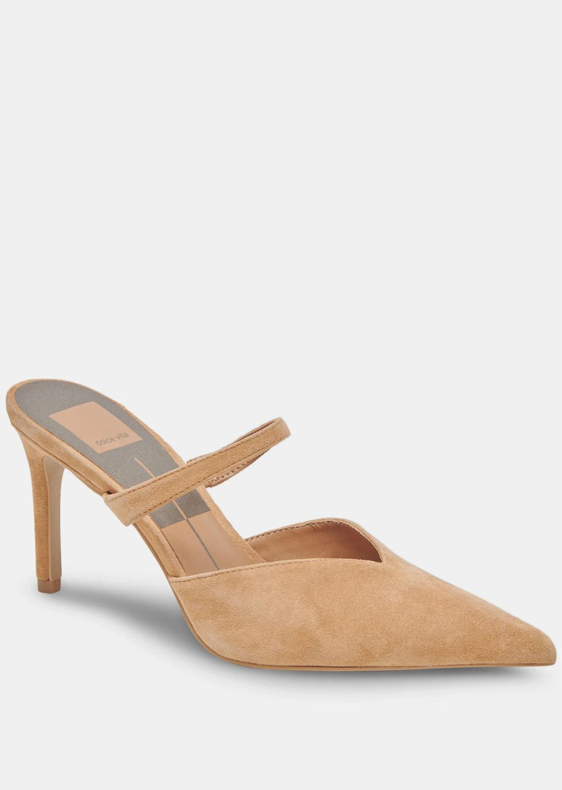 Dolce Vita Kanika Heel- Tan Suede. Our in-demand heel is back in this season's trending suedes and metallics. KANIKA's thin tapered heel and pointed toe will keep you looking chic & feeling good all day (or night).
