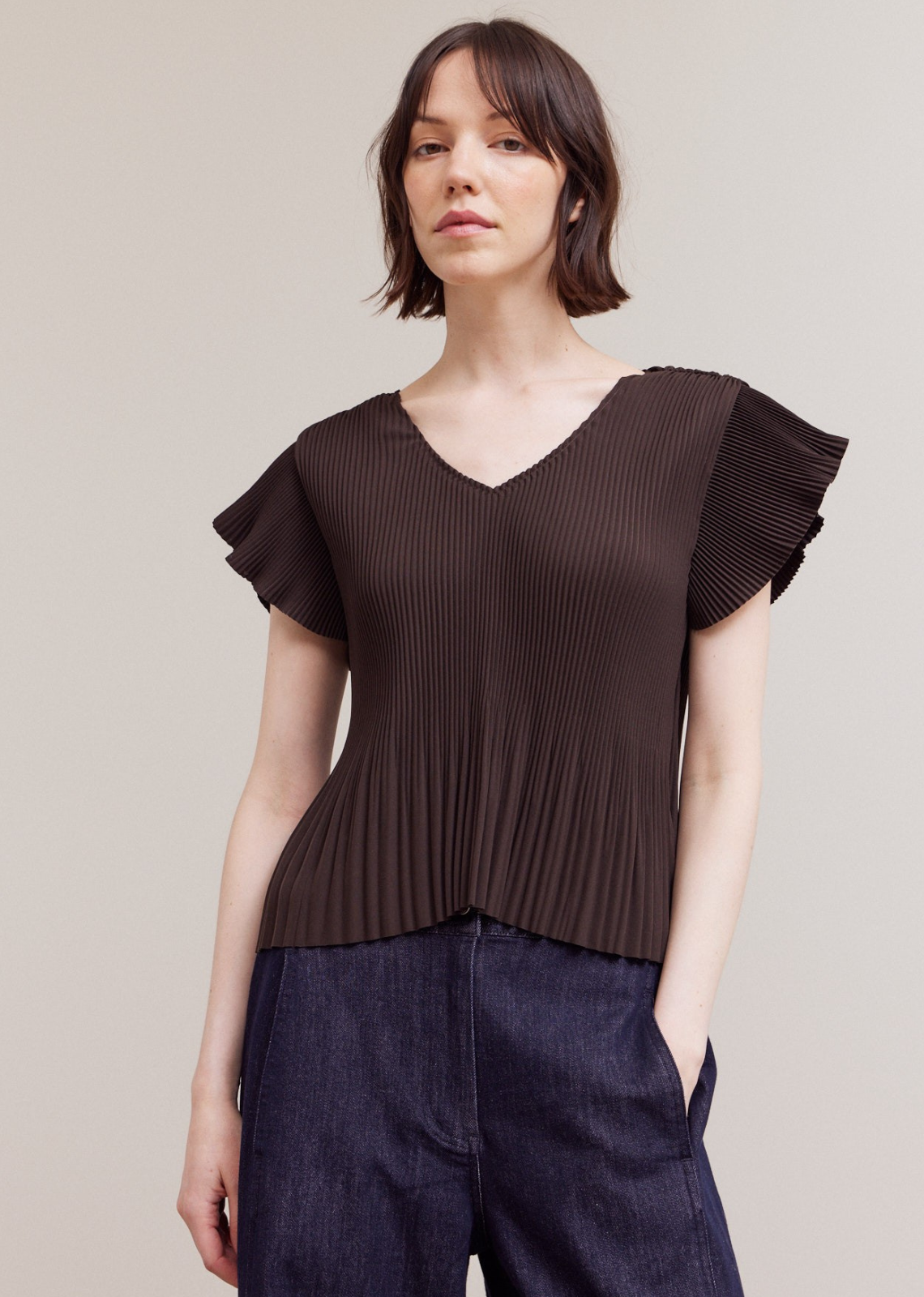 Grace Pleated Ruffle Top
