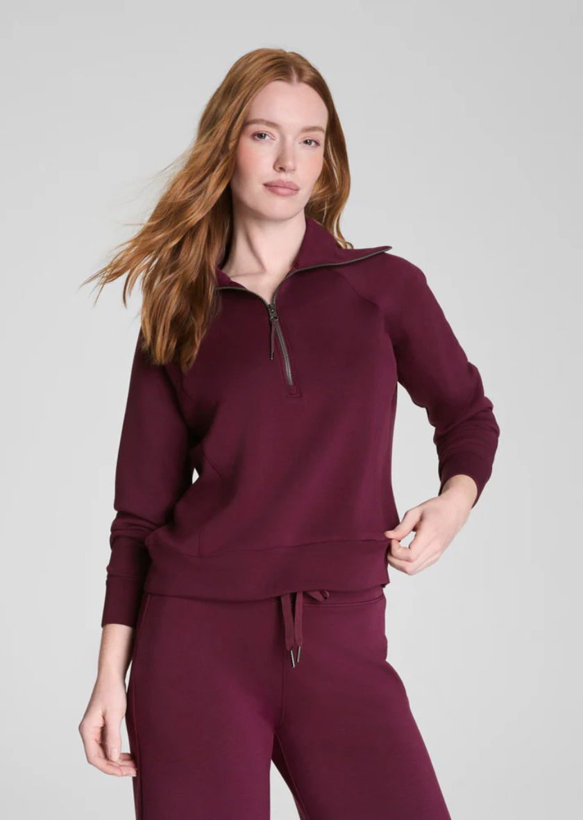 Spanx Air Essentials Half Zip - Plum Berry