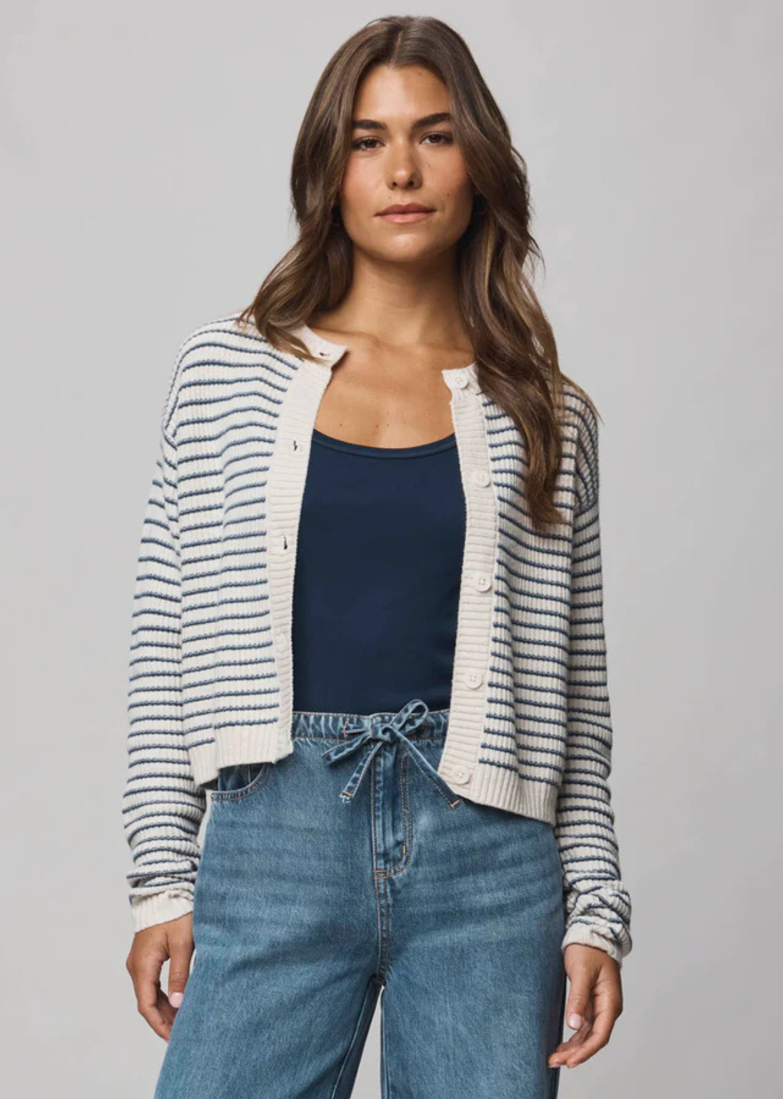 Splendid Amber Stripe Crop Cardigan