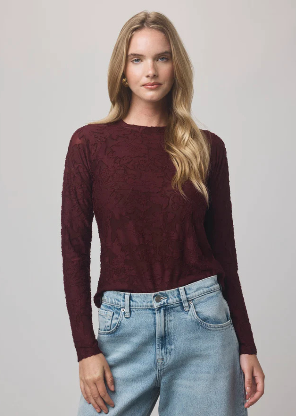 Splendid Cecelia Floral Long Sleeve Top - Rosewood