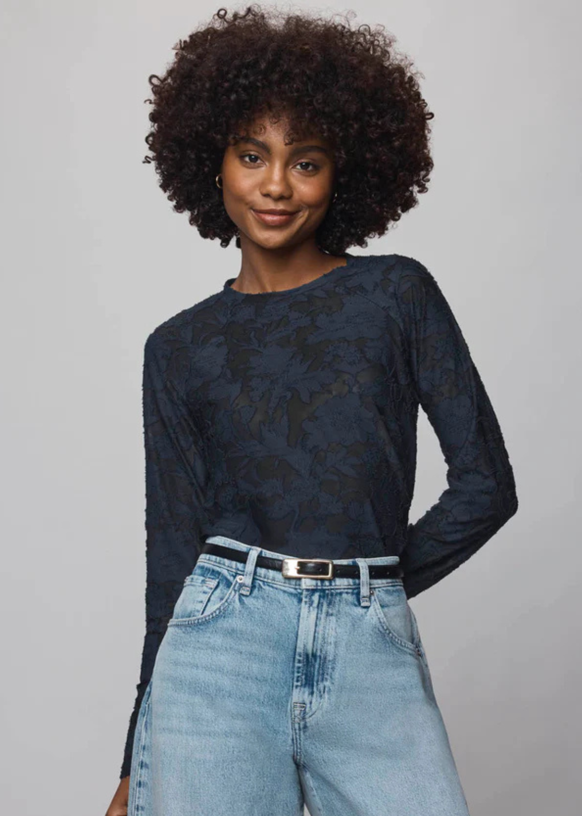 Splendid Cecelia Floral Top - Ice Navy