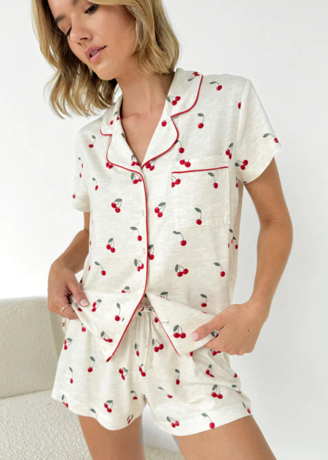 Splendid Flora Pillow Soft Short Set - Cherry Toss