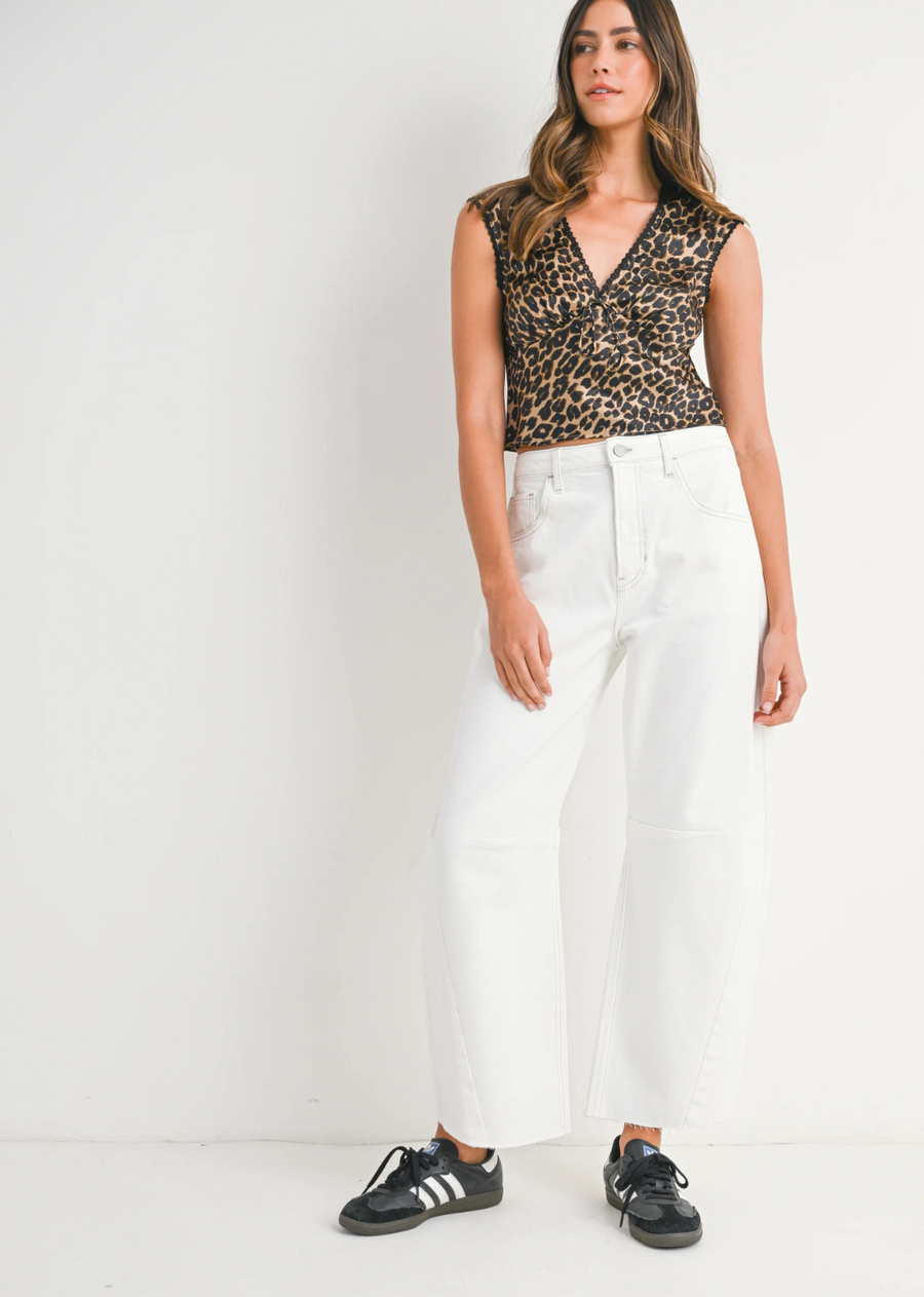 The Seamed Barrel Jeans - Off White