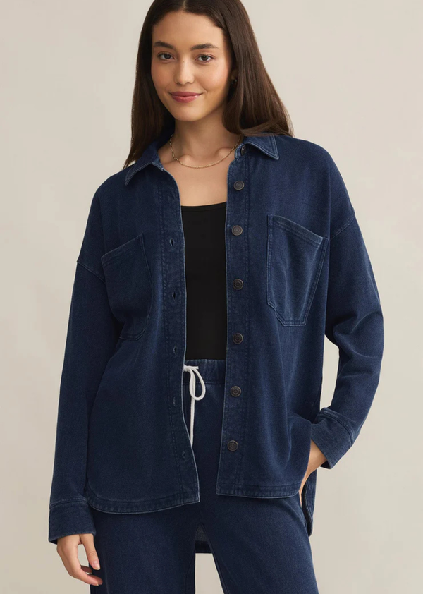 Z Supply All Day Knit Denim Jacket - Indigo - Denise Boutique