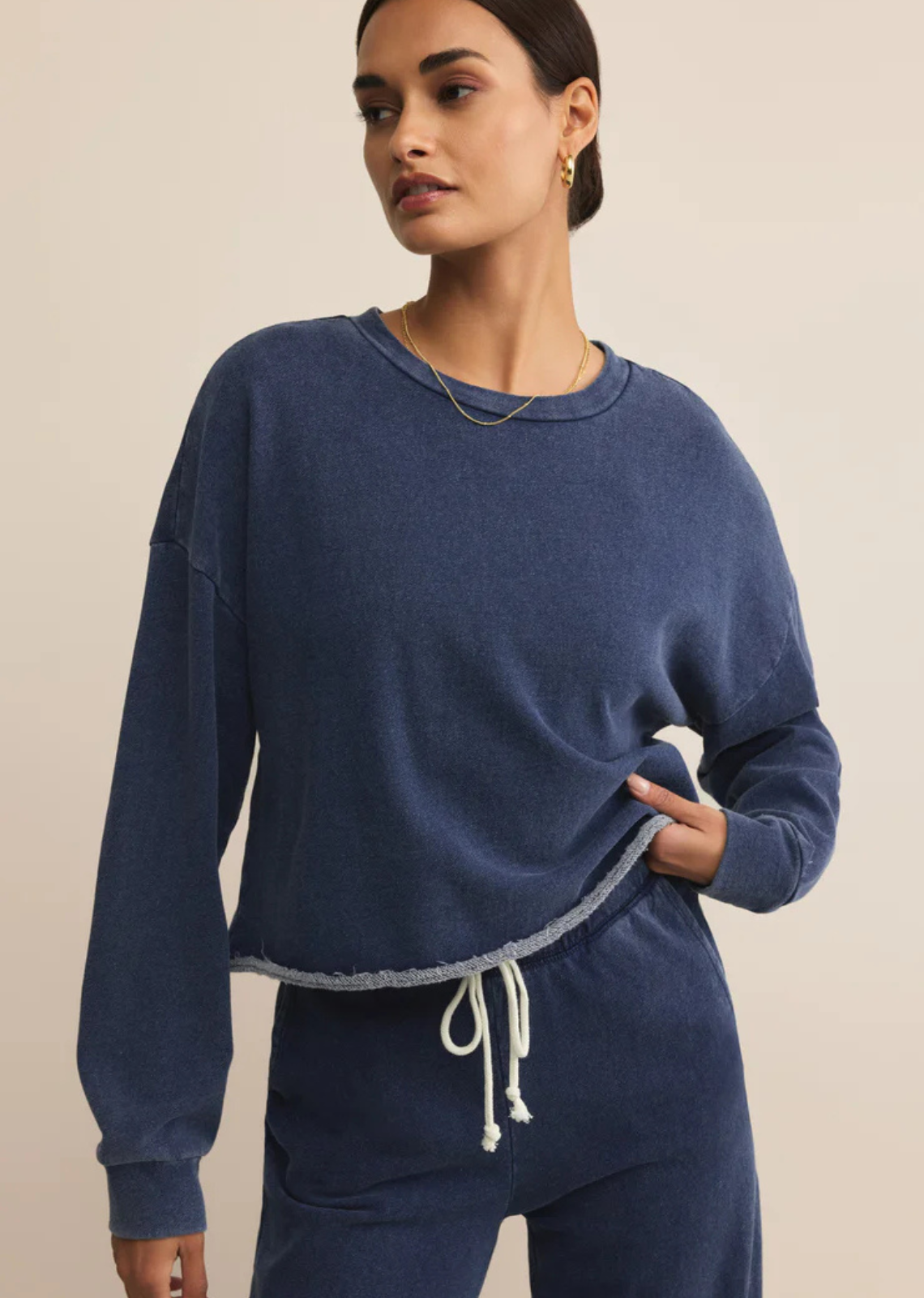 Z Supply Circuit Knit Denim Sweatshirt