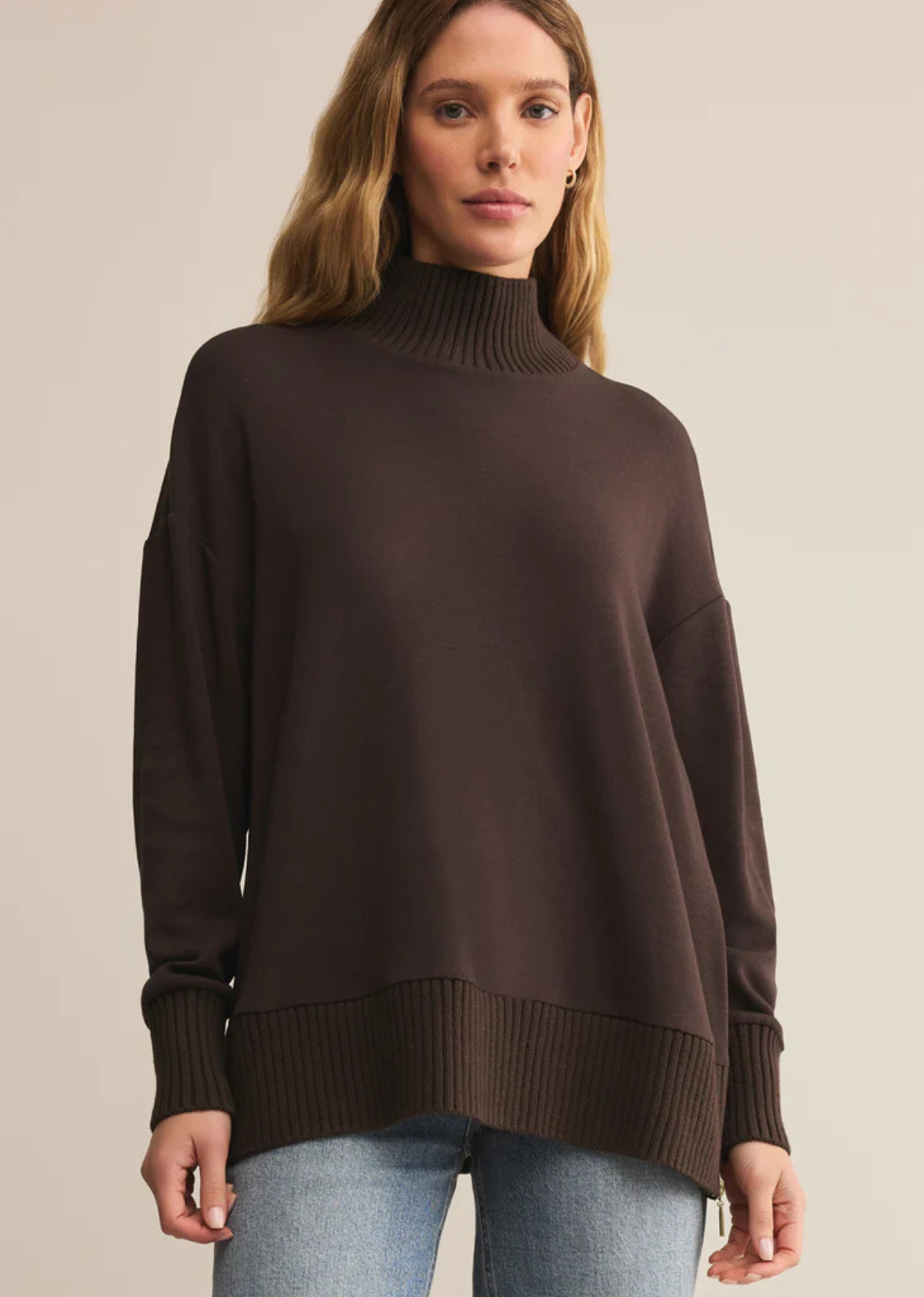 Z Supply Sable Luxe Mock Neck Sweater