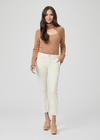 Paige Mayslie Jogger-Quartz Sand. Take a break from your everyday denim with the Mayslie Jogger in a gorgeous ivory hue. Mayslie is your go-to weekend pant because it is super comfortable but still looks polished and put together. This chic style was inspired by the utility trend on the runway and PAIGE put a feminine twist on it with a streamlined silhouette and zipper details.