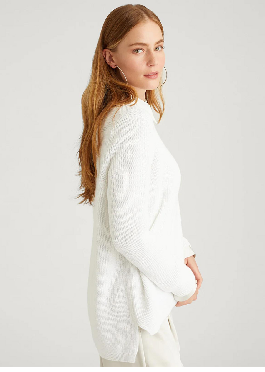 525 America Emma Crewneck Shaker Stitch Sweater- Chalk.