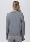 525 America Maddi: V-Neck Collar Pullover- Smoked Grey.Introducing Maddi: the perfect lightweight pullover for any season. Crafted with a classic Johnny collar and V-neck, this pullover is made of a breathable and lightweight fabric with ribbed hem for an outstanding fit. Quality and style combined.