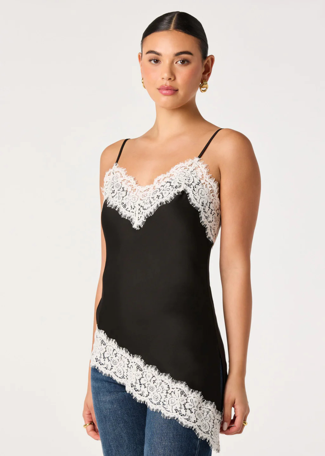 ASTR Analise Lace Trim Asymmetric Tank