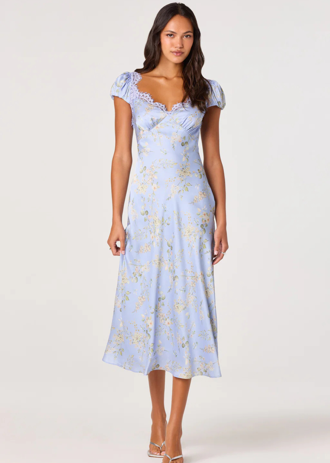 ASTR Makaela Puff Sleeve Midi Dress