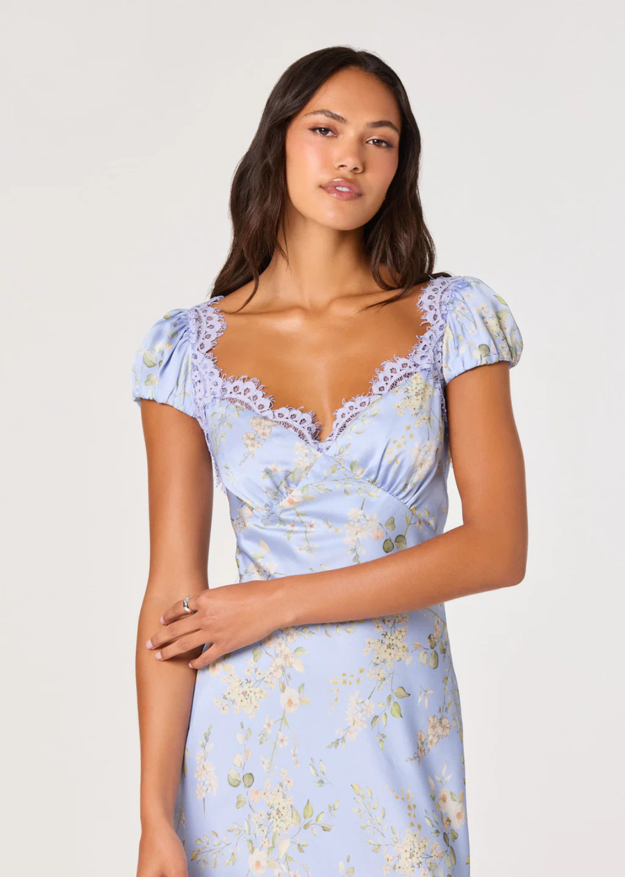 ASTR Makaela Puff Sleeve Midi Dress