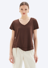 CHRLDR Ava V-Neck -Mock Layer T-Shirt- Chocolate