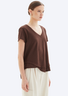 CHRLDR Ava V-Neck -Mock Layer T-Shirt- Chocolate