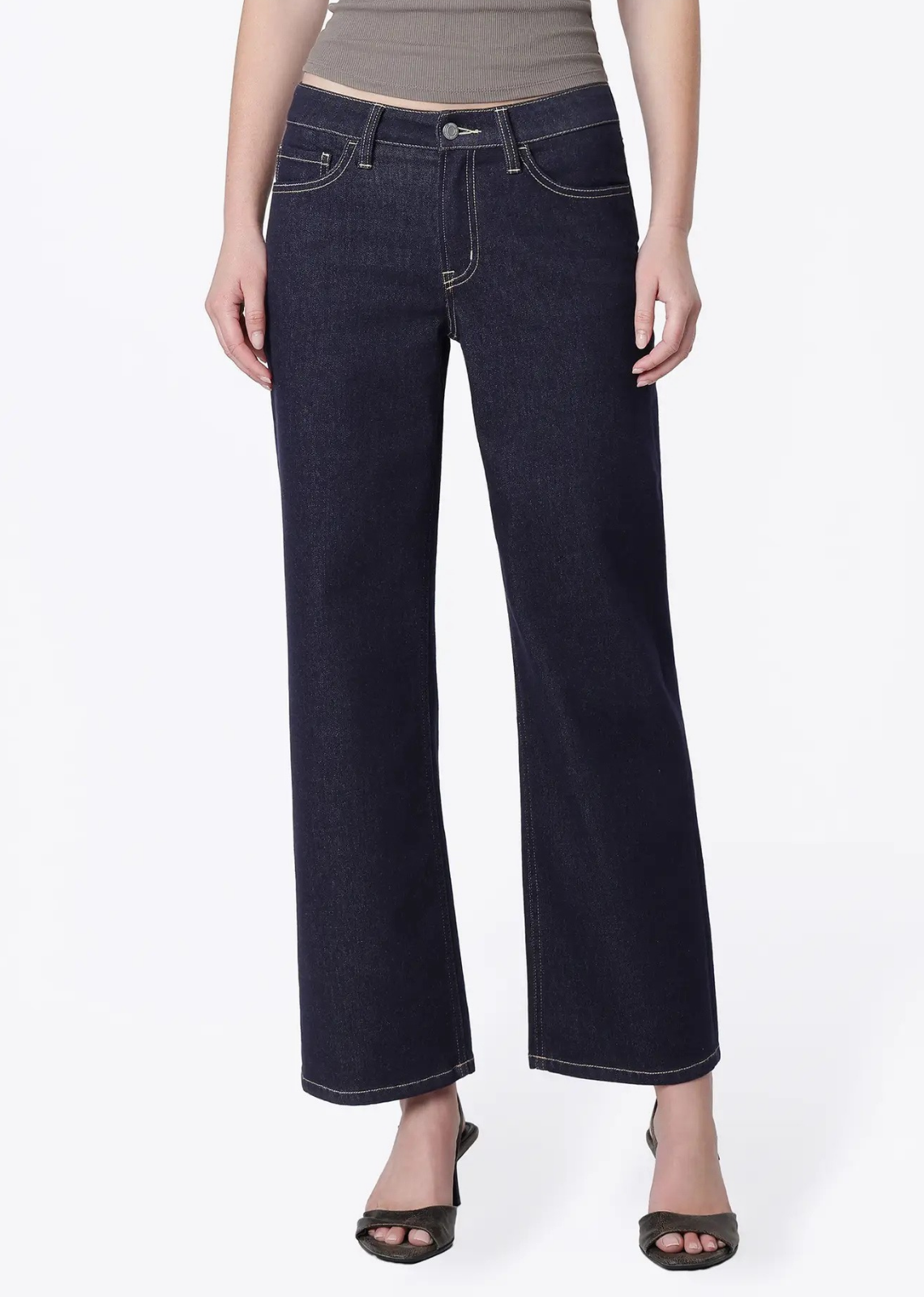 Aileeah Mid Rise Slim Wide W Yoke Detail