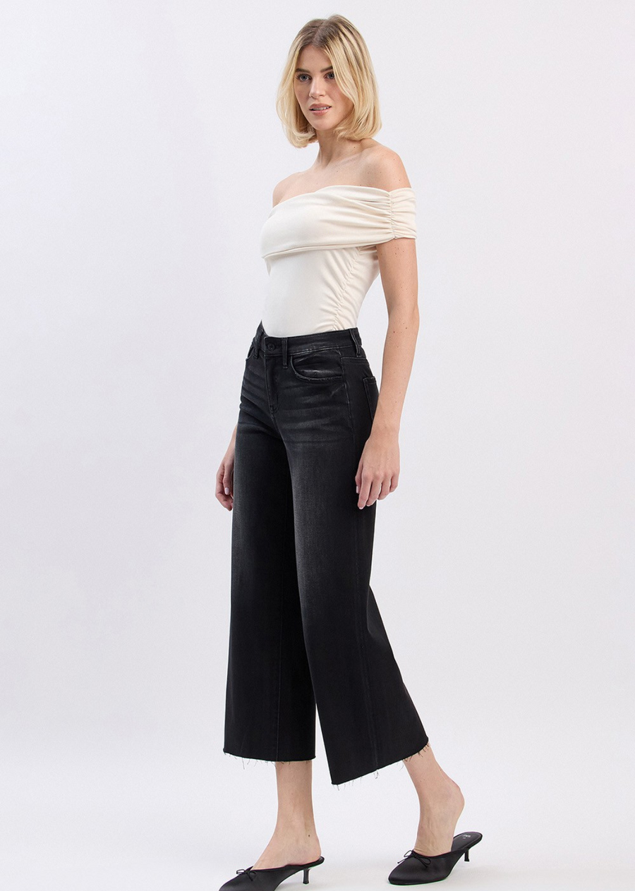 Aileeah High Rise Wide Leg Jeans - Black