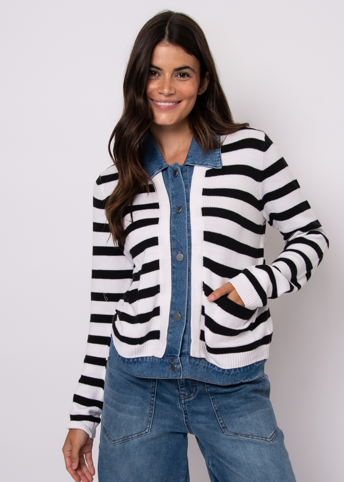 Amelia Denim Combo Cardigan