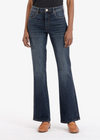 Kut From Kloth Ana HR Fab Flare-Neutral. A high rise balances the flared, full-length legs of '70s-inspired jeans featuring trouser-style hems and a versatile dark wash. Color: Neutral Wash