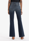 Kut From Kloth Ana HR Fab Flare-Neutral. A high rise balances the flared, full-length legs of '70s-inspired jeans featuring trouser-style hems and a versatile dark wash. Color: Neutral Wash