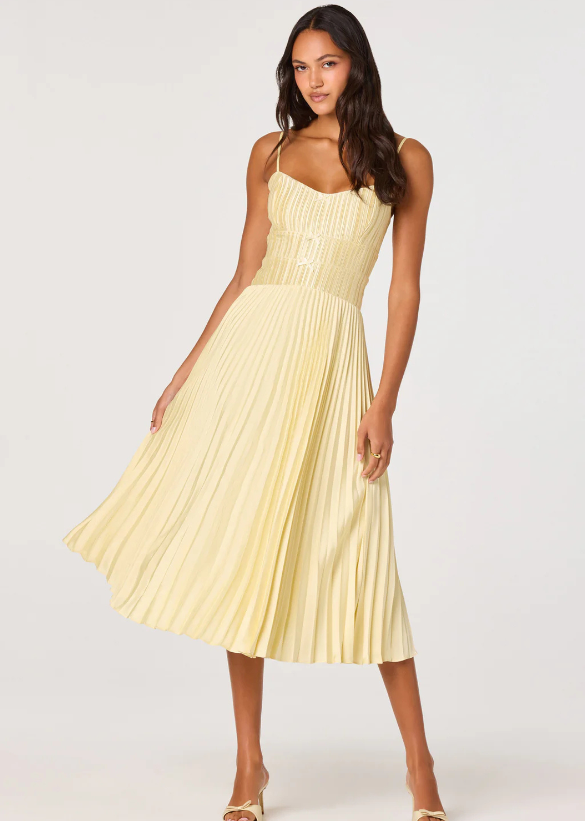 ASTR Shinoagh Satin Bow Detail Dress - Yellow
