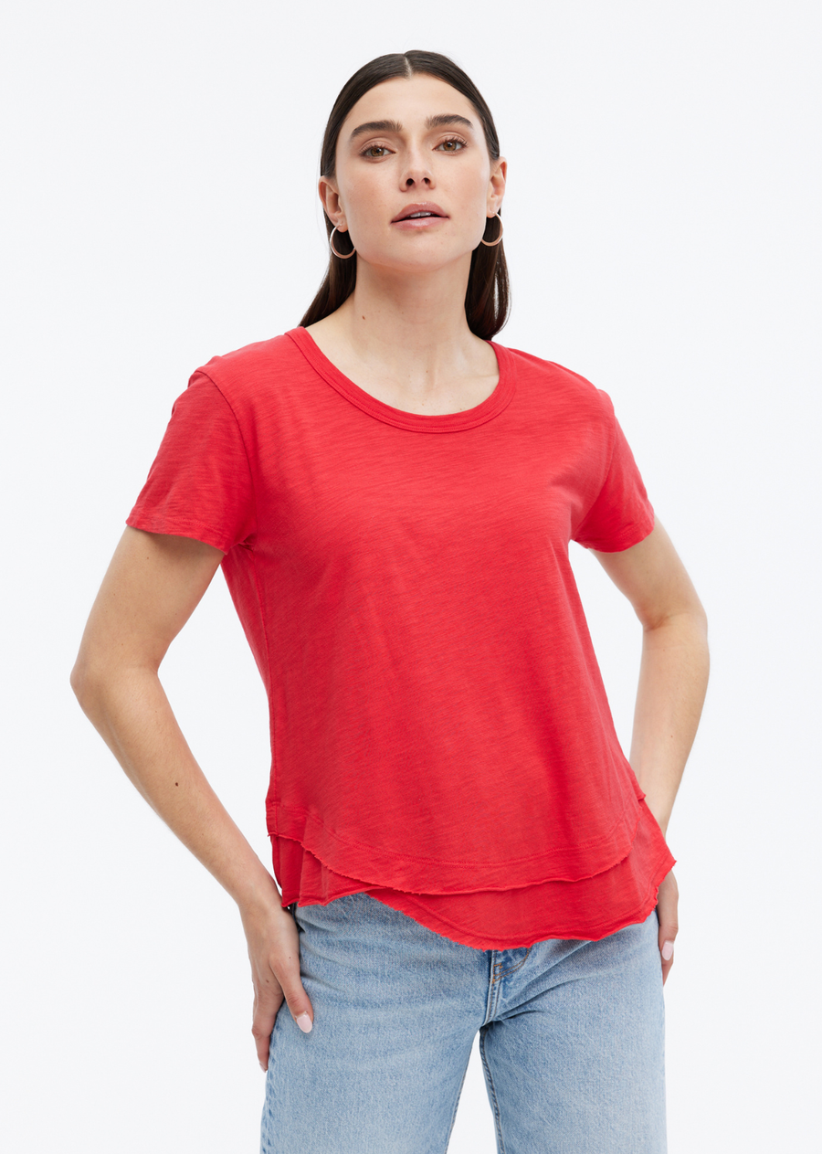 CHRLDR Ava Mock Layer T-Shirt - Cherry