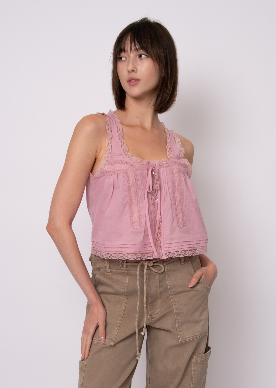 Ava Sleeveless Button Up Top