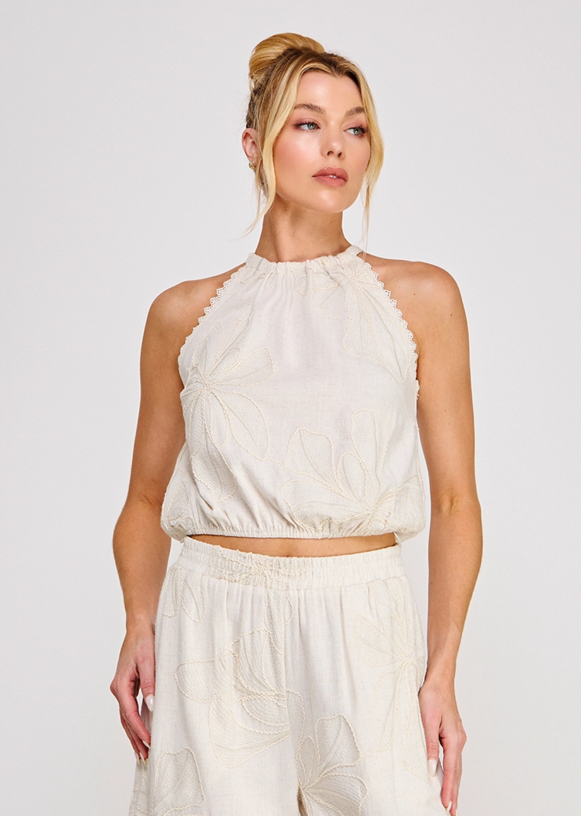 Bancer Linen Top - Natural