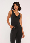 The Bradley Jumpsuit is next level comfy. Made with our super soft jersey, this jumpsuit skims over the figure and has a cowl neck detail. Pair with your favorite sandals for an effortless look.