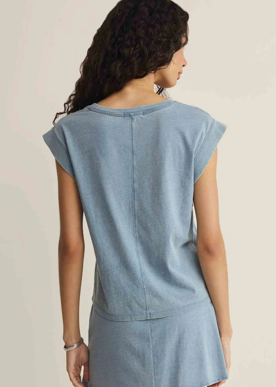 Z Supply Camino Jersey Denim Top