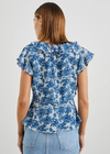 Rails Carmine Top. Dreaming of warm summer days ahead, this lovely Carmine Top Chambray Floral&nbsp;from&nbsp;Rails&nbsp;would be the perfect fit. A stunning blue floral design with a ruffled collar and a tie detail at the bust. This lightweight top is cut with cap sleeves ensuring you keep nice and cool whilst looking super cute! Style with a pair of white jeans for a crisp look or a little skirt which would be the perfect summer look.