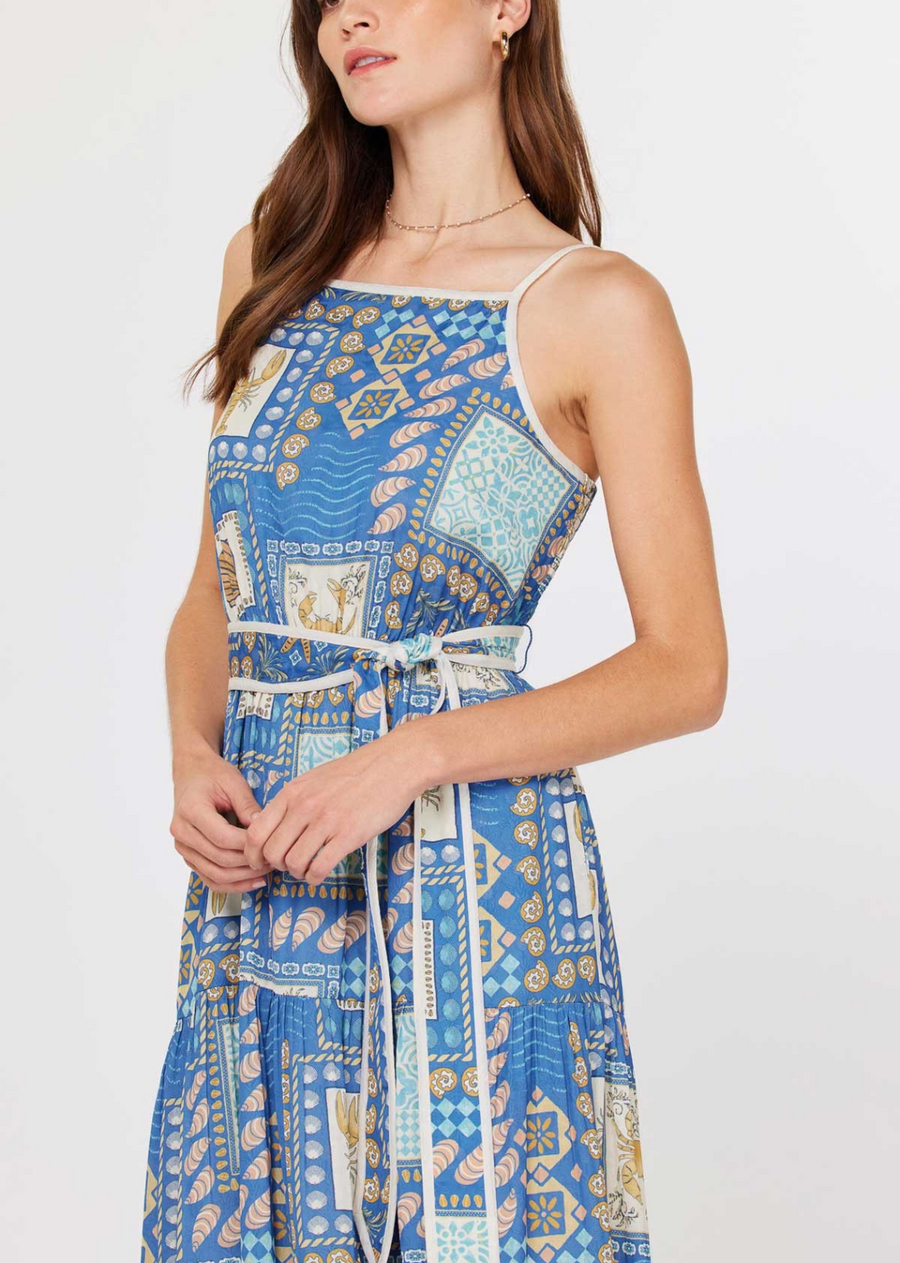 Coastal Patchwork Printed Dress