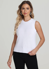 525 America Demi High Crew Neck Tank. Crafted for chic simplicity, its high crew neck adds a touch of sophistication to casual comfort. Perfect for layering or standalone style, pair it effortlessly with skirts or denim for a versatile look.