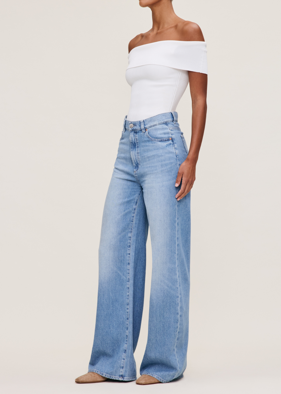 パンツ DL1961 / HEPBURN WIDE LEG DENIM Dl1961 Hepburn Wide Leg Jeans - River Bank - Denise Boutique