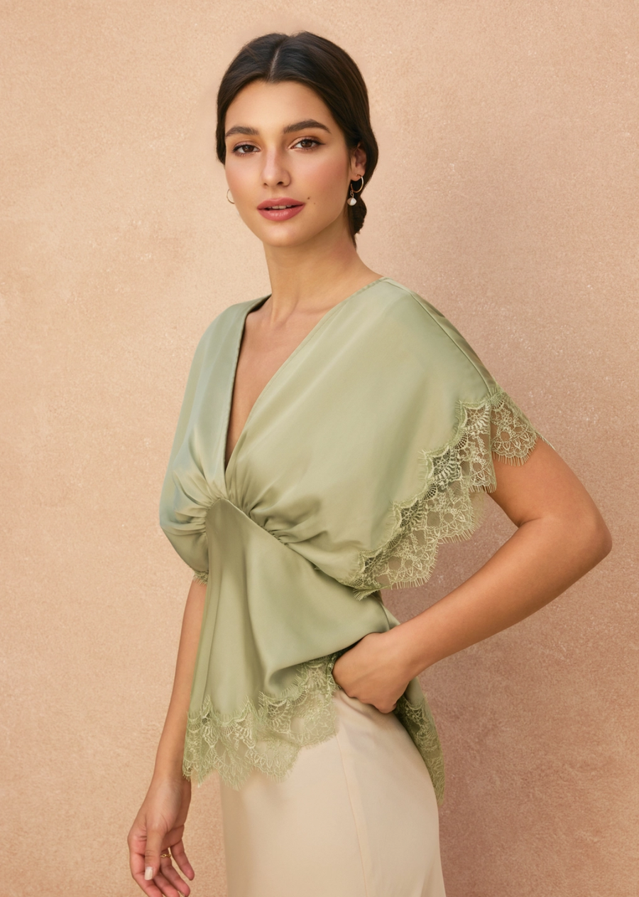 Katie Lace Top - Sage