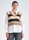 Elan Sweater Vest/ Shirt Combo- Beige Multi