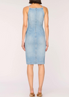 DL1961 Esme Denim Apron Midi Dress. Esme is a form-fitting, apron style midi dress with a hidden zippers at the back neck." Fountain is a vintage, light indigo wash with an authentic worn-in look. It features adjustable straps, a hidden brushed silver zipper and tonal stitching.