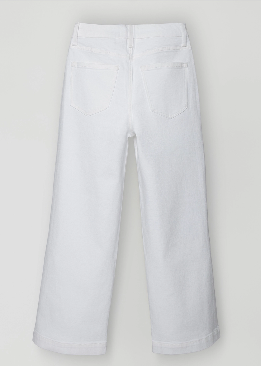 Tessa High Rise Patch Pocket Wide Leg - Optic White
