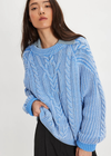 Free People Frankie Cable Knit Sweater -Della Robbia Blue