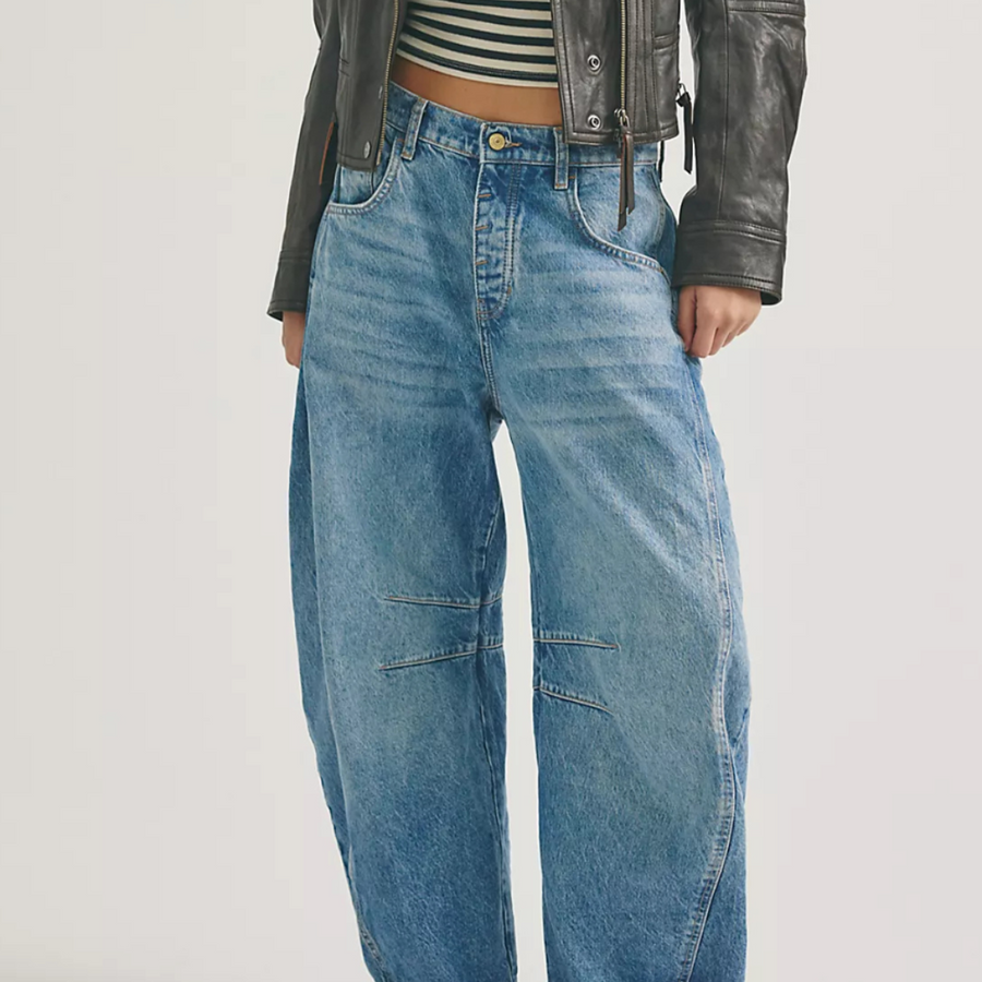 Free People Good Luck Mid Rise Barrel - Ultra Light Beam