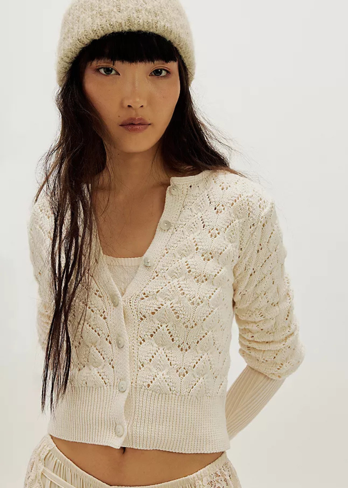 Free People Pretty In Pointelle Cardi