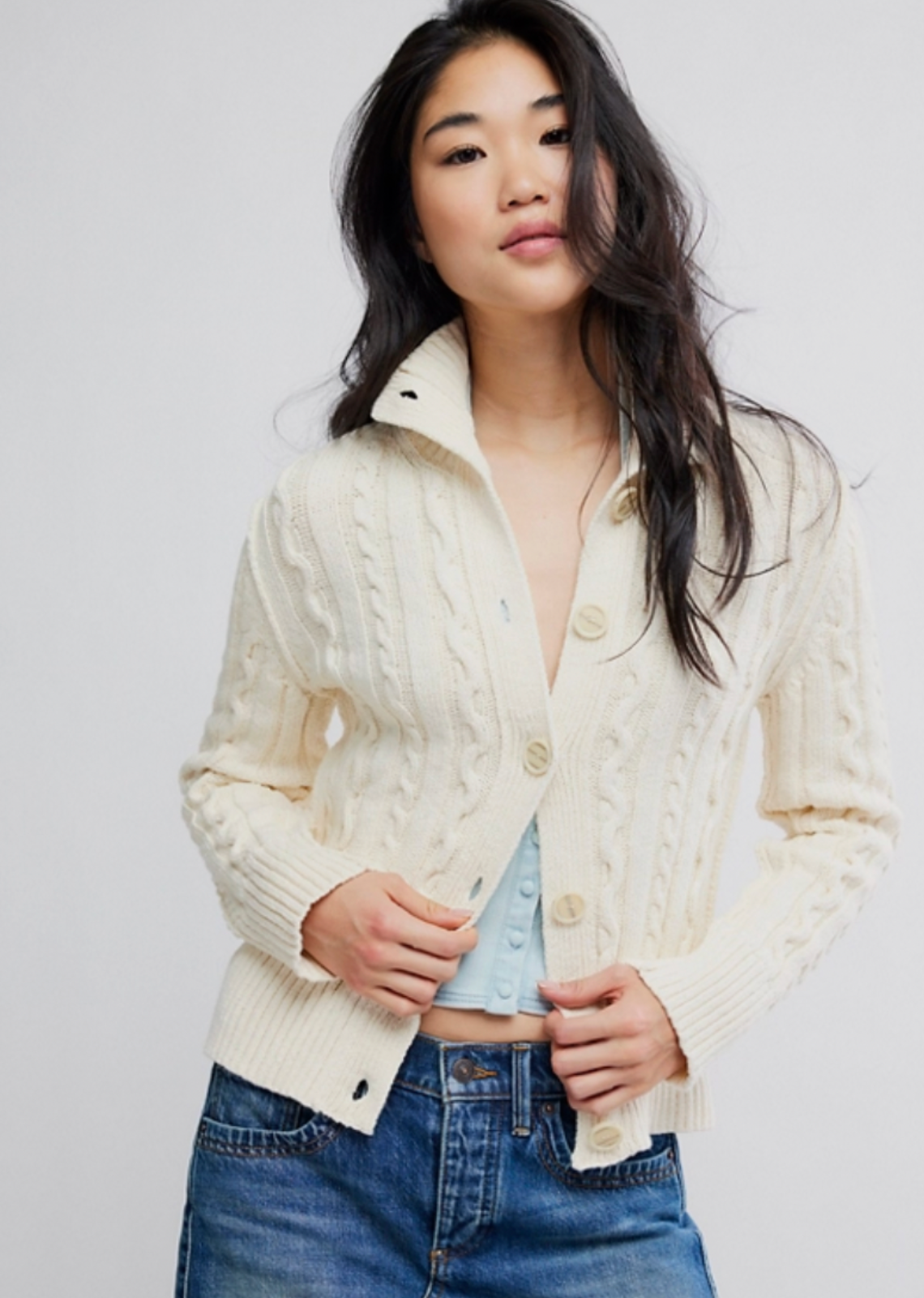 Free People WTF Cable Collar Cardi