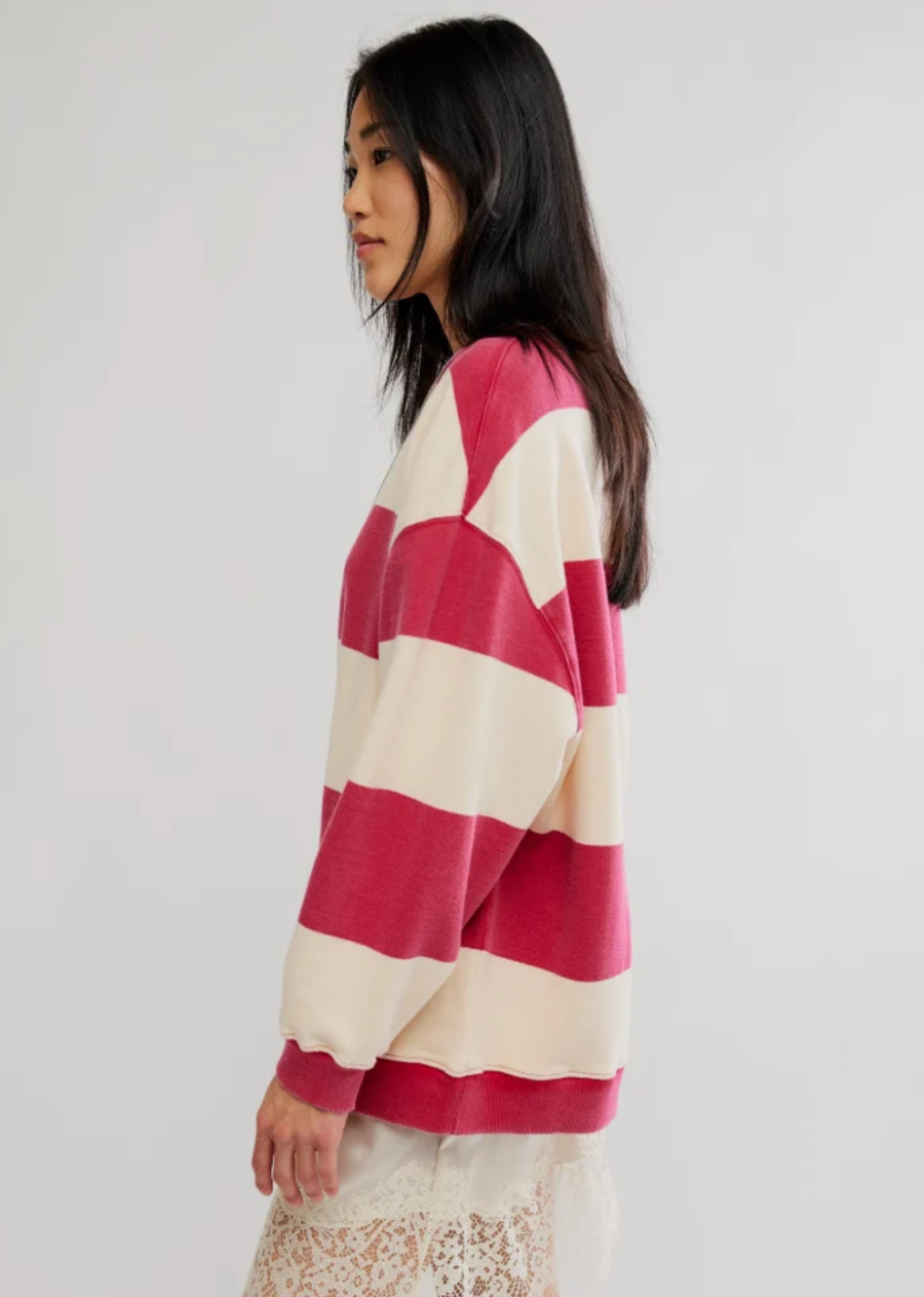 So cool and classic, this timeless crewneck is featured in an oversized, slouchy silhouette and staple striped print with contrasting hems for added dimension.

Additional Information:

Fit:&nbsp;Relaxed, oversized fit
Features:&nbsp;Crew neckline, dropped shoulders, contrast hems
Why We <3 It:&nbsp;Lovely for layering or styling solo, this so tried and true piece is the perfect effortless essential your wardrobe has been wanting.