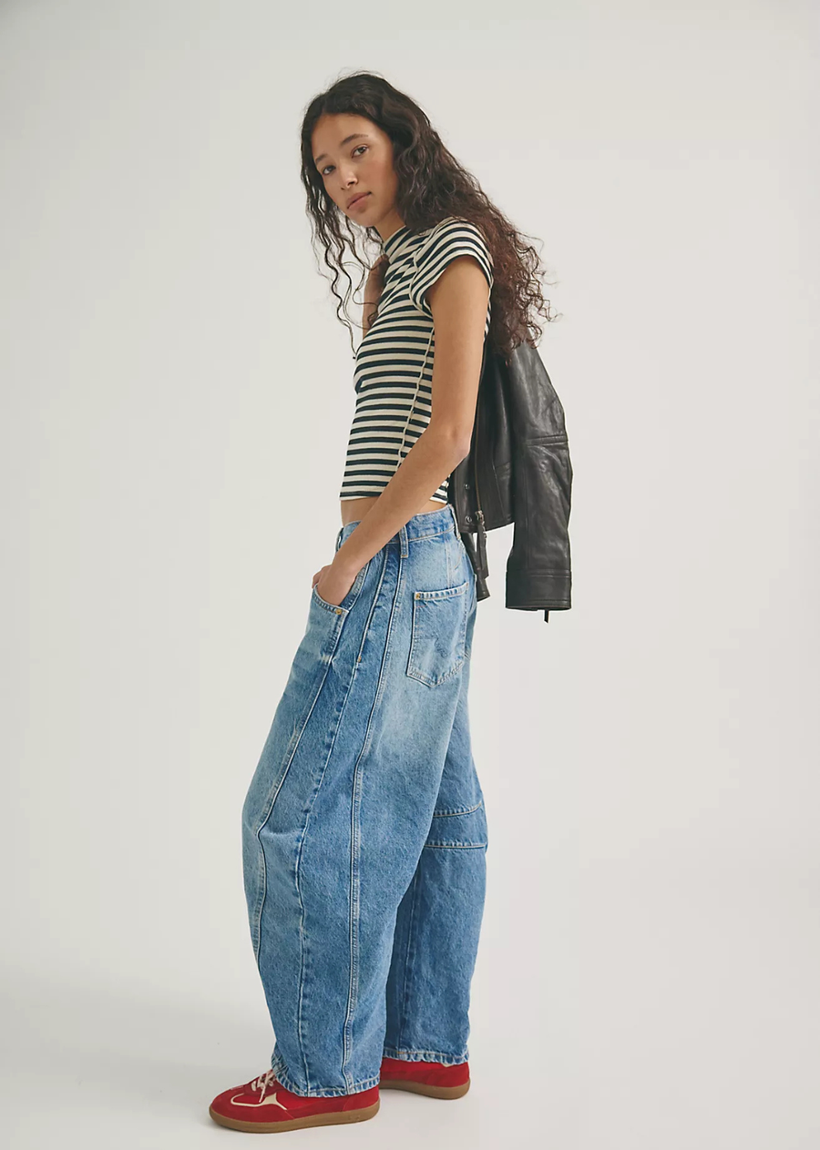 Free People Good Luck Mid Rise Barrel - Ultra Light Beam