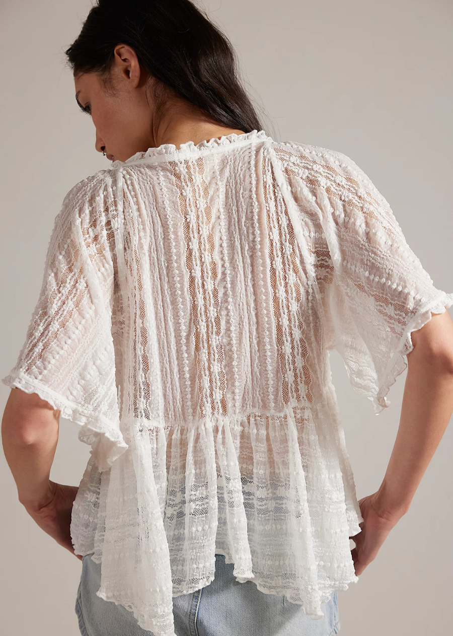 Free People In Your Dreams Lace Top - Clean Ivory
