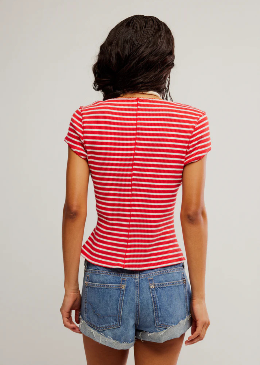 Free People Most Wanted Stripe Cardi - Red/White Stripe